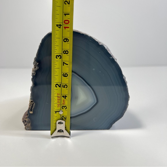 Blue Grey Agate Geode Candle Holder Half Polished Home Decor Gemstone Rock - Picture 8 of 13